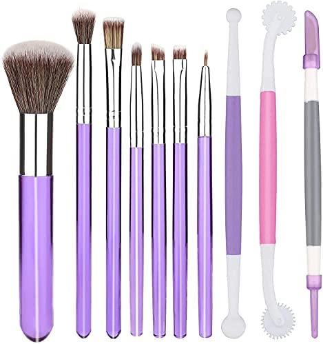 10 Pieces Cookie Decoration Brushes Set Cake Baking Brushes Cookie Decorating Supplies Food Paint Brush for Chocolate Sugar with Fondant and Gum Paste Tool (Purple)