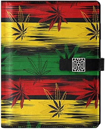 Colorful Marijuana Cannabis Paint Refillable Journal Writing Notebook, PU Leather Hardcover Diary Note Book, Planner A5 Ruled Notepad for Agenda with Pen Holder
